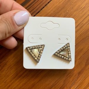 Opal triangle stud earrings